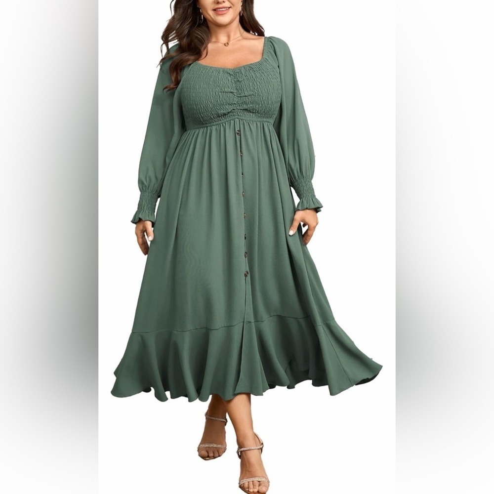 🆕Plus Size Smocked Casual Maxi Dress for Curvy Dress